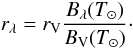 \appendix \setcounter{section}{1} \begin{equation} r_\lambda = r_{\rm V} \frac{B_\lambda(T_\odot)}{B_{\rm V}(T_\odot)}\cdot \end{equation}