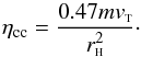\begin{equation} \eta_{\rm cc}=\frac{0.47 m v_{{\rm \sss T}}}{r_{{\sss {\rm H}}}^2}\cdot \label{ve3} \end{equation}