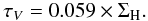 \begin{equation} \tau_V=0.059\times \Sigma_{\rm H}. \end{equation}