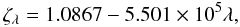 \appendix \setcounter{section}{6} \begin{equation} \zeta_\lambda=1.0867-5.501\times10^5\lambda, \end{equation}