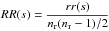 \hbox{$RR(s) = \displaystyle\frac{rr(s)}{n_{\rm r}(n_{\rm r}-1)/2}$}