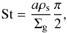 \begin{eqnarray} \textrm{St}=\frac{a\rho_{\rm s}}{\Sigma_{\rm g}}\frac{\pi}{2}, \label{eq:stokes} \end{eqnarray}