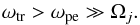 \begin{equation} \omega_{\rm tr}>\omega_{\rm pe}\gg \Omega_{j}.\label{freq} \end{equation}
