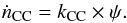 \begin{eqnarray*} \dot{n}_{\rm CC} = k_{\rm CC} \times \psi. \end{eqnarray*}