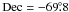 \hbox{$\rm Dec=-69\fdg8$}
