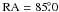 \hbox{$\rm RA=85\fdg0$}