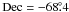 \hbox{$\rm Dec= -68\fdg4$}