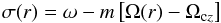 \begin{equation} \sigma(r) = \omega - m \lc \Omega(r)-\Omega _{{\rm c}z} \rc \label{sigma} \end{equation}
