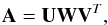 \begin{equation} {\bf A}={\bf UWV}^T, \end{equation}