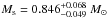 \hbox{$M_{\rm s} = 0.846^{+0.068}_{-0.049}~M_{\sun}$}