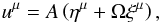\begin{equation} u^{\mu} = A\left( \eta^{\mu}+\Omega \xi^{\mu}\right), \label{eq-4vel} \end{equation}