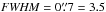 \hbox{${\it FWHM} = 0\farcs7=3.5$}