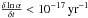 \hbox{$\frac{\delta \ln\alpha}{\delta t}<10^{-17}\, \rm yr^{-1}$}