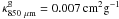 \hbox{$\kappa_{850~\mu{\rm m}}^{\rm g} = 0.007 \, {\rm cm}^2 {\rm g}^{-1}$}