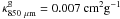 \hbox{$\kappa_{850~\mu{\rm m}}^{\rm g} = 0.007~ {\rm cm}^2 {\rm g}^{-1}$}
