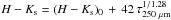 \hbox{$H-K_{\rm s} = (H-K_{\rm s})_0\, + \, 42\, \tau_{250~\mu{\rm m}}^{1/1.28}$}