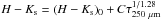 \hbox{$H-K_{\rm s} = (H-K_{\rm s})_0 + C \tau_{250~\mu\rm m}^{1/1.28}$}
