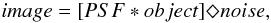 \begin{equation} image = [PSF \ast object] \Diamond noise , \label{eq1} \end{equation}