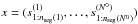 \hbox{$x=(s^{(1)}_{1:n_{\rm seg}(1)}, \ldots, s^{(N^0)}_{1:n_{\rm seg}(N^0)}) $}