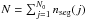 \hbox{$N=\sum_{j=1}^{N_0} n_{\rm seg}(j) $}