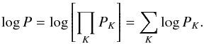 \appendix \setcounter{section}{3} \begin{equation} \log P= \log \left[ \prod_K P_K \right]= \sum_K {\log P_K}. \label{eqn:cost_series_marginalized} \end{equation}