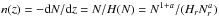 \hbox{$n(z) = -{\rm d}N/{\rm d}z = N/H(N) = N^{1+a}/(H_{r}N_{r}^{a})$}