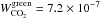 \hbox{$W^{\rm green}_{\rm CO_{2}}=7.2 \times 10^{-7}$}