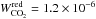 \hbox{$W^{\rm red}_{\rm CO_{2}}=1.2\times 10^{-6}$}