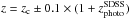 \hbox{$z=z_{\rm c} \pm 0.1 \times (1+ z_{\rm photo}^{\rm SDSS})$}