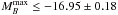 \hbox{$M^{\rm max}_{B} \leq -16.95 \pm 0.18$}