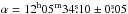 \hbox{$\alpha = 12^{\rm h}05^{\rm m}34\fs10 \pm0\fs05$}