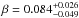 \hbox{$\beta=0.084^{+0.026} _{-0.049}$}