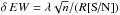 \hbox{$\delta\,{EW} = \lambda \sqrt{n}/(R[\mbox{S/N}])$}