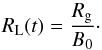 \begin{equation} R_{\rm L}(t) = \frac{R_{\rm g}}{B_0}\cdot \label{rl} \end{equation}