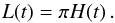 \begin{equation} L(t) = \pi H(t) \, . \label{E5} \end{equation}