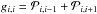 \hbox{$g_{i,i} = \mathcal{P}_{i,i-1} + \mathcal{P}_{i,i+1}$}