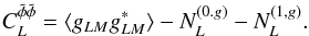 \begin{equation} C_L^{\tilde \phi \tilde\phi}= \langle g_{LM}g^*_{L M} \rangle -N_L^{(0.g)}- N_L^{(1,g)}. \label{estgrad} \end{equation}