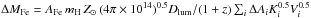\hbox{$\Delta M_{\rm Fe} = A_{\rm Fe} \, m_{\rm H} \, Z_{\odot} \, (4 \pi \times 10^{14})^{0.5} D_{\rm lum} /(1+z) \sum_i \Delta A_i K_i^{0.5} V_i^{0.5}$}
