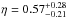 \hbox{$\eta = 0.57_{-0.21}^{+0.28}$}