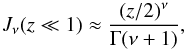 \appendix \setcounter{section}{1} \begin{equation} J_{\nu}(z \ll 1)\approx \frac{(z/2)^{\nu}}{\Gamma(\nu+1)}, \label{bes2} \end{equation}