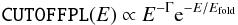 \begin{eqnarray} \texttt{CUTOFFPL}(E) \propto E^{-\Gamma} {\rm e}^{-E/E_\mathrm{fold}} \end{eqnarray}