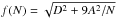 \hbox{$f(N) = \sqrt{D^2 + 9 A^2/N}$}