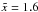 \hbox{$\tilde x=1.6$}