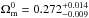 \hbox{$\Omega_{\rm m}^0=0.272^{+0.014}_{-0.009}$}