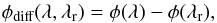 \begin{equation} \phi_\textrm{diff}(\lambda,\lambda_\textrm{r})=\phi(\lambda)-\phi(\lambda_\textrm{r}), \label{eq:diffph} \end{equation}