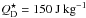 \hbox{$ Q_{\rm D}^{\star} = \mathrm{150~J~kg}^{-1} $}