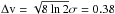 \hbox{$\Delta {\rm v}=\sqrt{8 \ln 2}\sigma=0.38$}