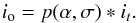\begin{equation} \label{eq:stray3} i_{\rm o} = p(\alpha,\sigma) \ast i_t . \end{equation}
