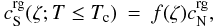 \begin{eqnarray} c_{\rm S}^{\rm rg}(\zeta;T\le T_{\rm c}) &=& f(\zeta) c_{\rm N}^{\rm rg}, \end{eqnarray}