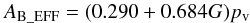 \begin{equation} A_{\text{B\_EFF}}=(0.290+0.684G)p_{\mathrm v} \label{(2)} \end{equation}